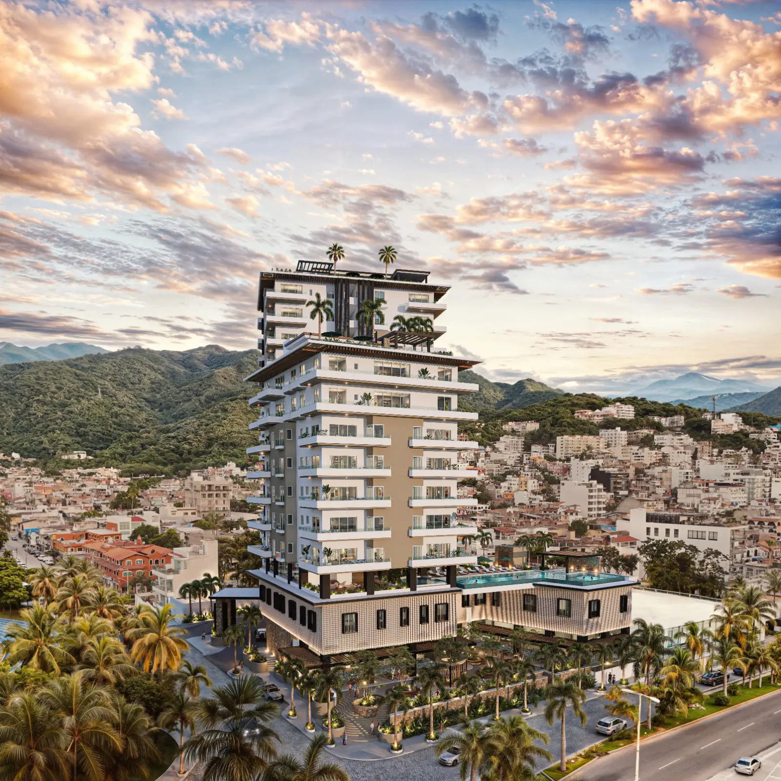 Street view of VBoulevard building in Puerto Vallarta’s Hotel Zone